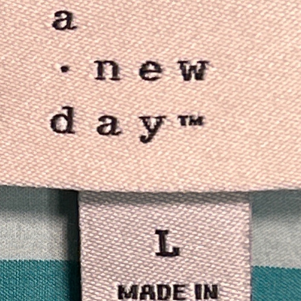 A New Day Women's Teal Striped Cotton Button Down Shirt Large - Picture 6 of 9